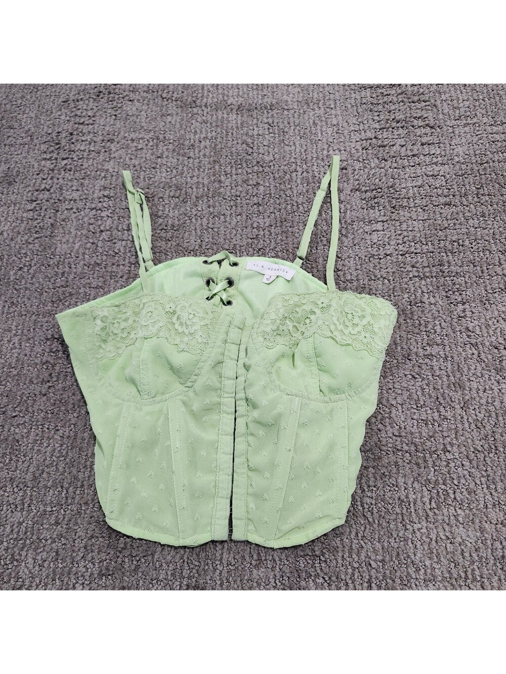 L.A. Hearts Light Green Lace-Up Corset Crop Top Size S